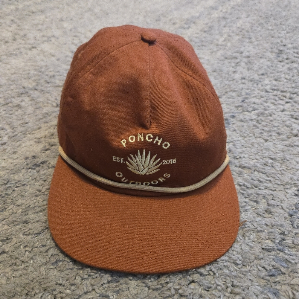 Poncho Outdoors Agave Rope Hat Snapback Rust Orange Embroidered Est. 2018